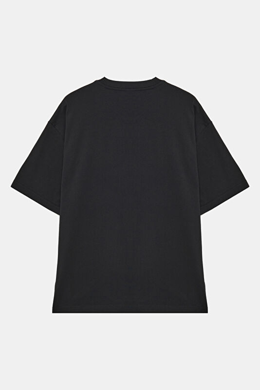 Relax Fit Black Crew Neck Printed Men's T-Shirt 2