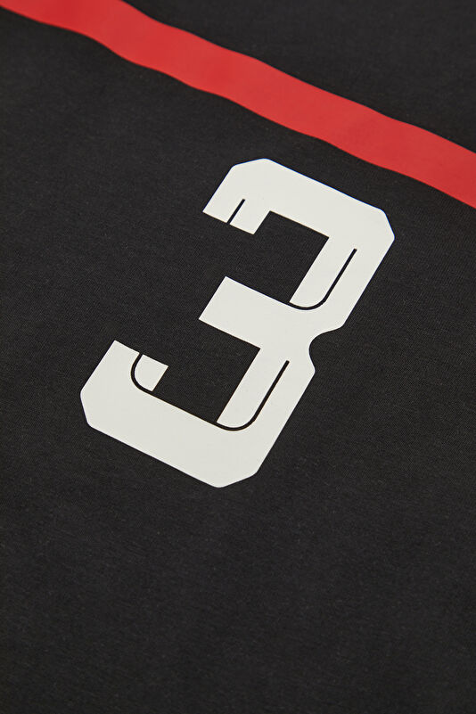 Relax Fit Black Crew Neck Printed Men's T-Shirt 4