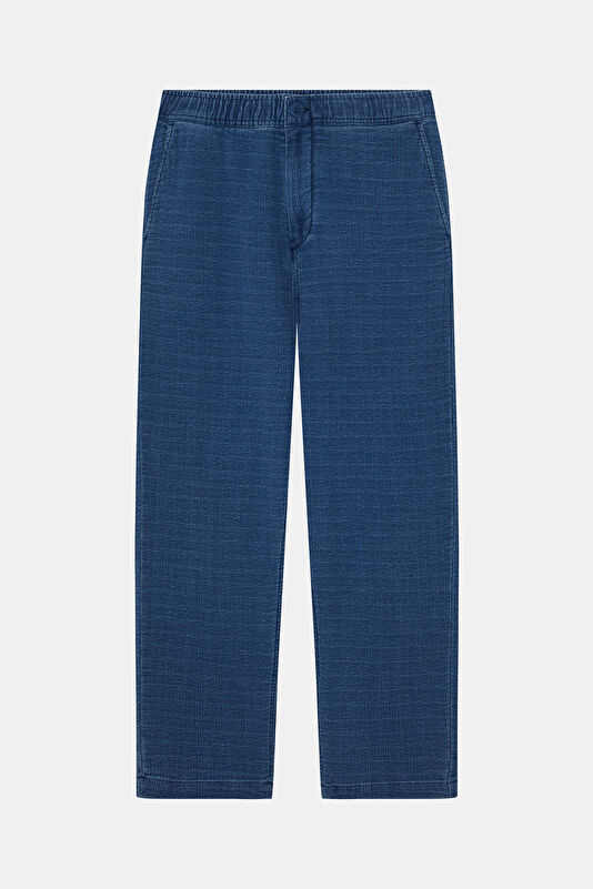 Relax Fit Blue Straight Leg Men's Trousers