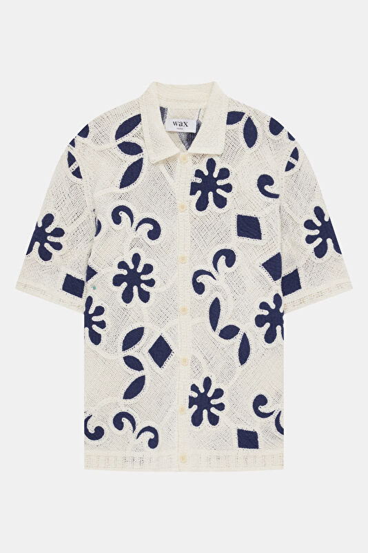 Relax Fit Ecru Patterned Men's Shirt