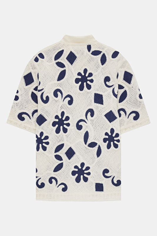 Relax Fit Ecru Patterned Men's Shirt 2