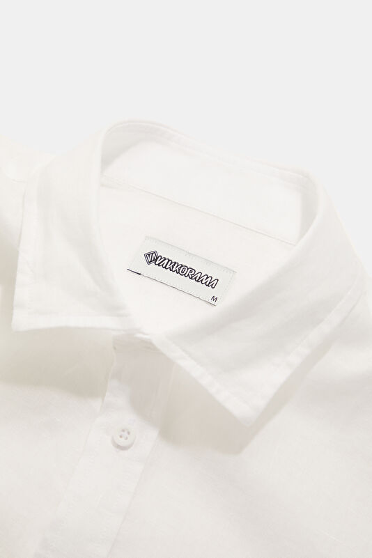 White Regular Linen Men's Shirt 3