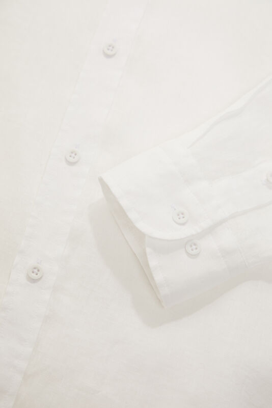 White Regular Linen Men's Shirt 4