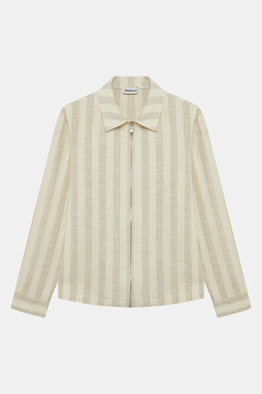 Ecru Zip-Up Men's Jacket