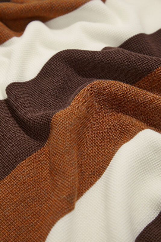 Brown Crew Neck Striped Patterned Men's T-Shirt 4