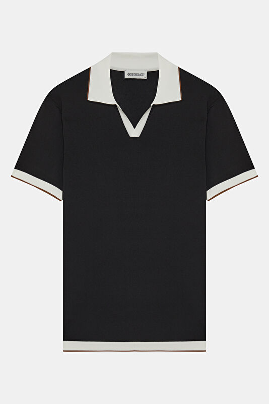 Black Polo Collar Men's T-Shirt