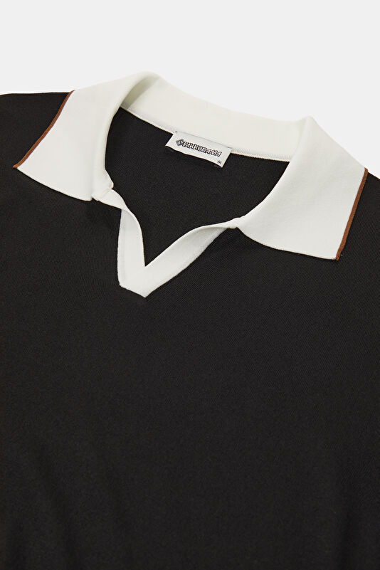 Black Polo Collar Men's T-Shirt 3