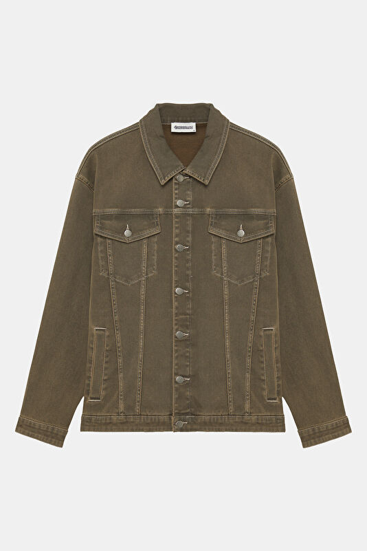 Khaki Button-Down Men's Jacket