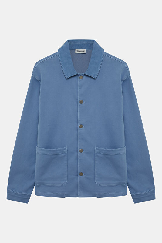 Blue Buttoned Men's Jacket