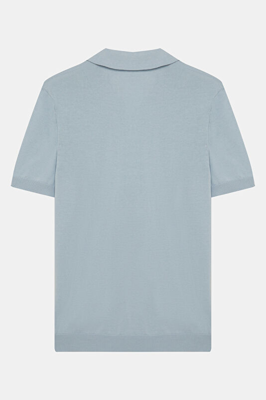 Blue Polo Collar Embroidered Men's T-Shirt 2