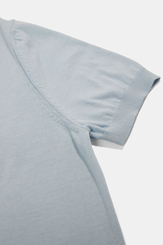 Blue Polo Collar Embroidered Men's T-Shirt 4