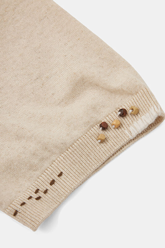 Men's T-Shirt with Natural Polo Collar and Embroidery 4