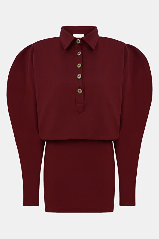 Bordo Mini Kadın Elbise