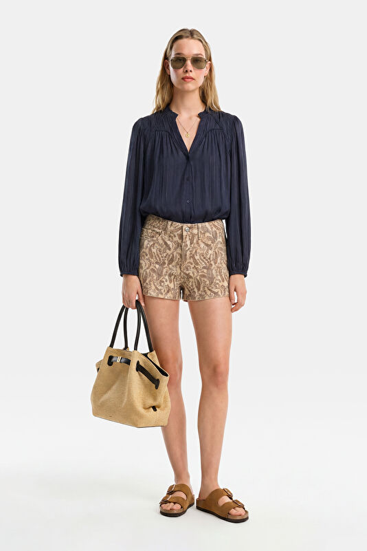Navy Long-Sleeved Women's Blouse 2