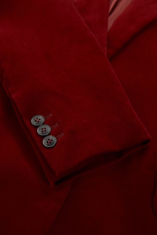 Red Buttoned Women's Jacket 4