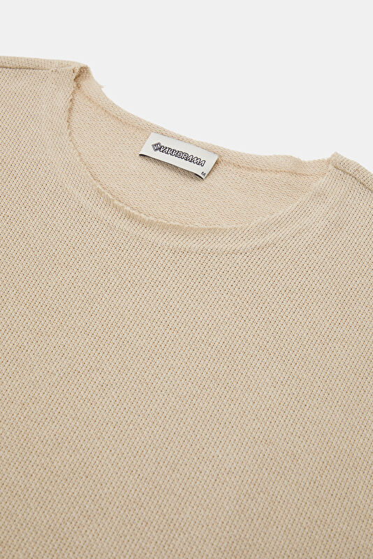 Beige Crew Neck Men's T-Shirt 3
