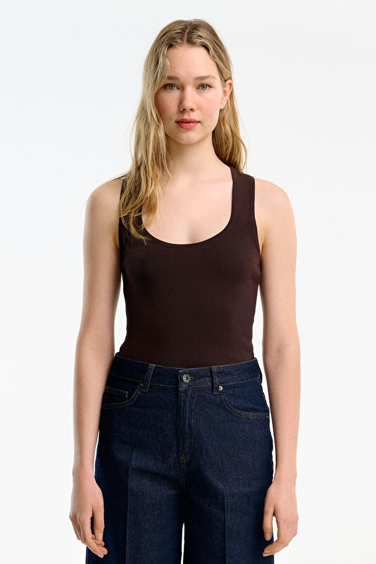 Women's Sleeveless Blouse in Coffee Brown
