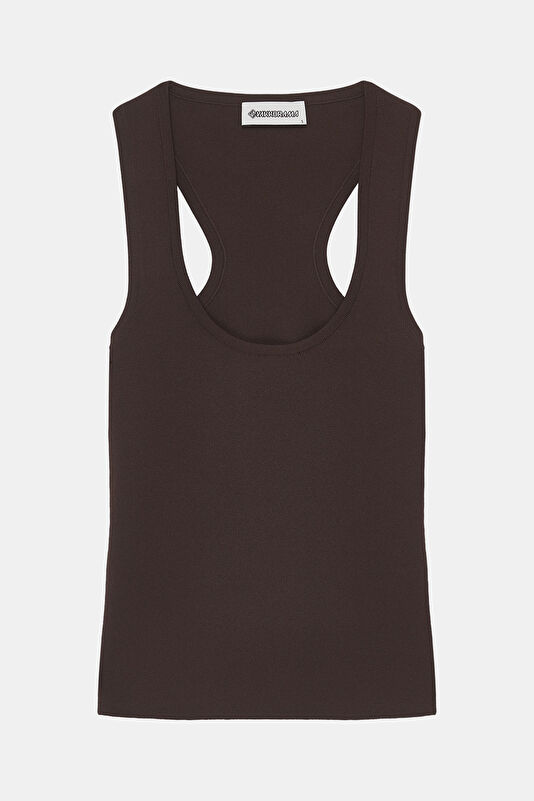 Women's Sleeveless Blouse in Coffee Brown 4