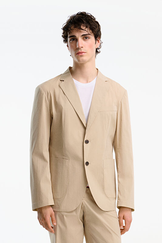 X Hotel Amour Beige Buttoned Organic Cotton Men's Jacket