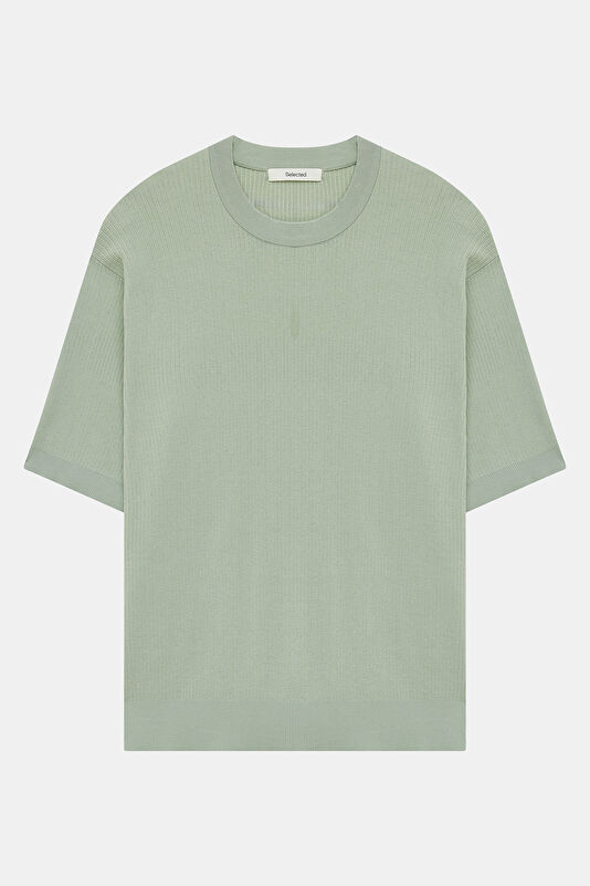 Relax Kalıp Açık Yeşil Bisiklet Yaka Erkek T-Shirt