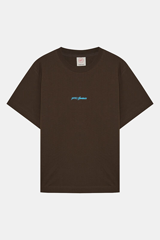X Hotel Amour Brown Crew Neck Printed Men's T-Shirt