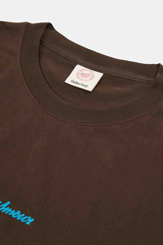 X Hotel Amour Brown Crew Neck Printed Men's T-Shirt 3