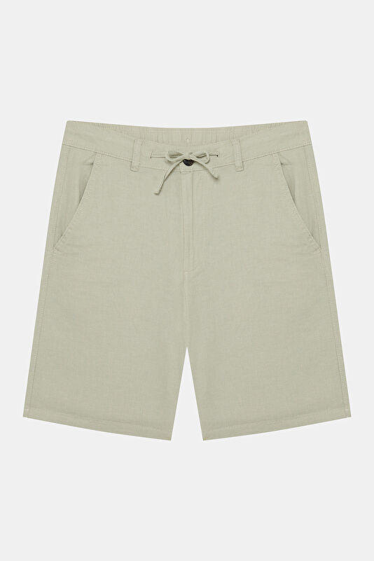 Light Green Cotton/Linen Men's Shorts