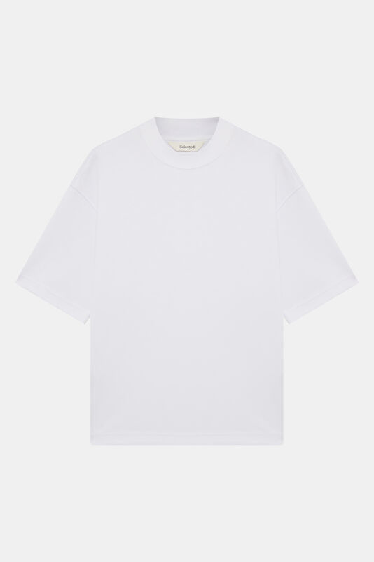 Relax Kalıp Beyaz Bisiklet Yaka Erkek T-Shirt