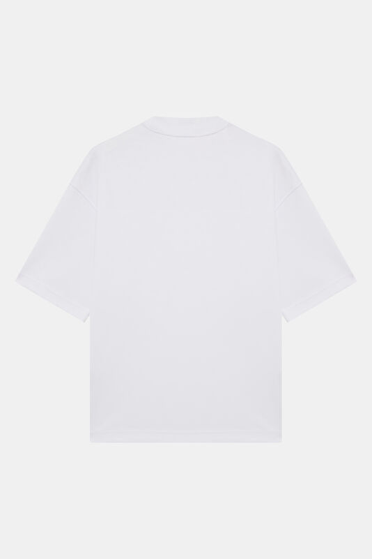 Relax Kalıp Beyaz Bisiklet Yaka Erkek T-Shirt 2