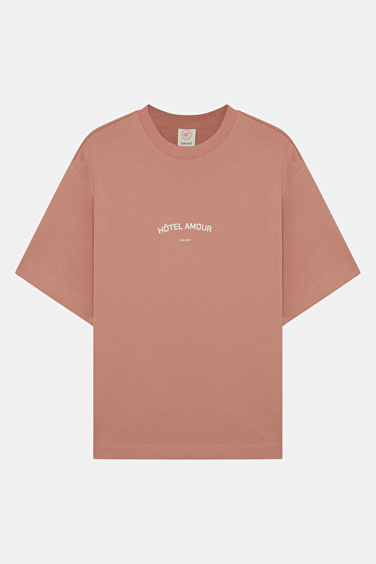 X Hotel Amour Relax Fit Pink Crew Neck Printed Men's T-Shirt 4