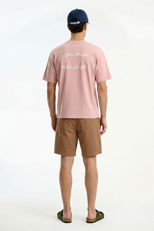 X Hotel Amour Relax Fit Pink Crew Neck Printed Men's T-Shirt 2