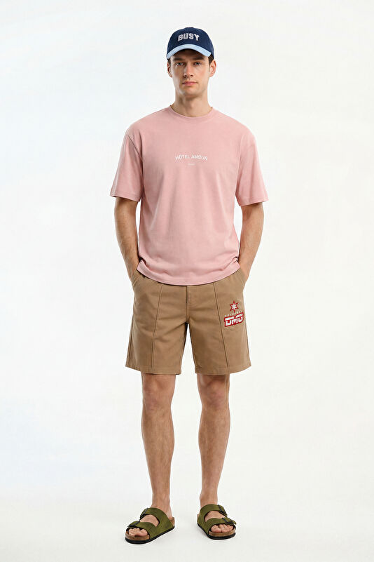 X Hotel Amour Relax Fit Pink Crew Neck Printed Men's T-Shirt 3