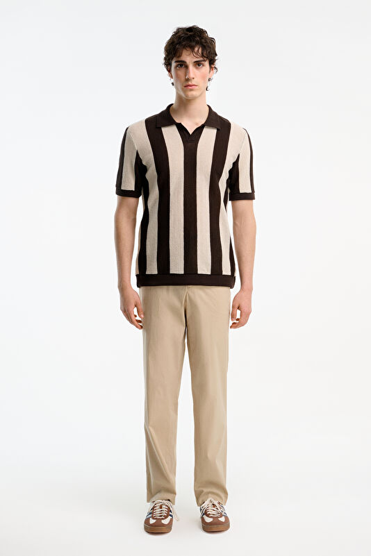 Relax Fit Cream Wide Leg Linen Cotton Men's Trousers