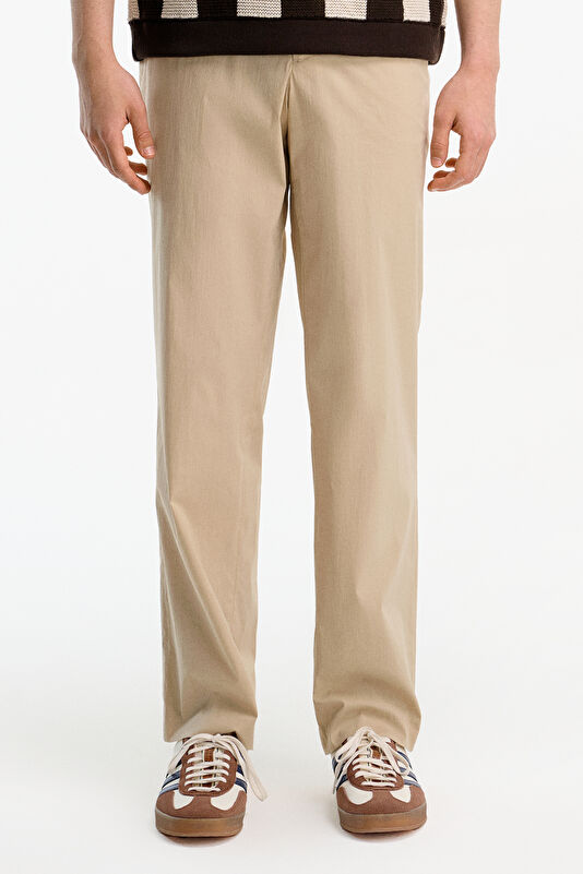 Relax Fit Cream Wide Leg Linen Cotton Men's Trousers 3