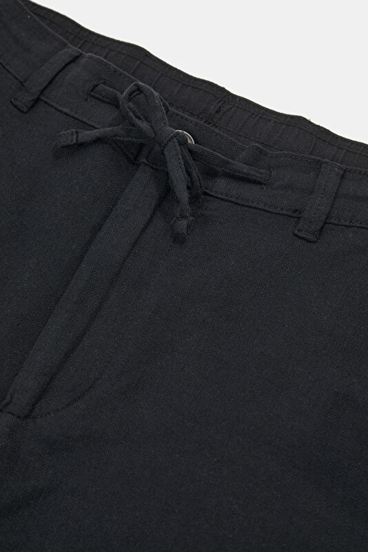 Black Cotton/Linen Men's Shorts 3