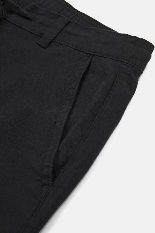 Black Cotton/Linen Men's Shorts 4