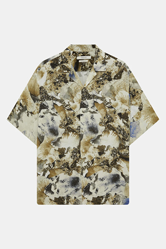 Relax Fit Multicolored Patterned Resort Neck Men's Shirt