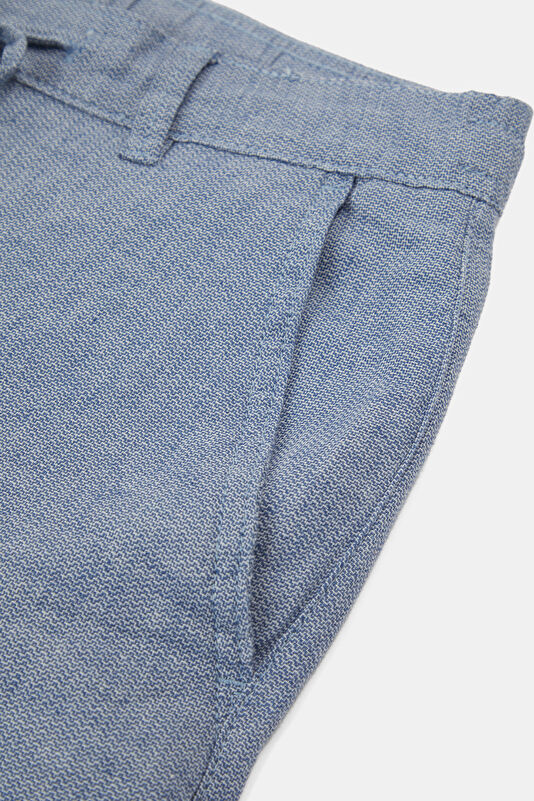 Light Blue Cotton/Linen Men's Shorts 4