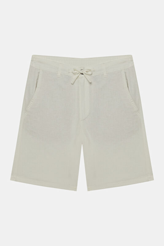 White Cotton/Linen Men's Shorts