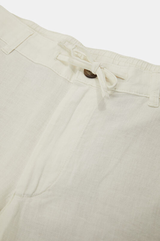 White Cotton/Linen Men's Shorts 3