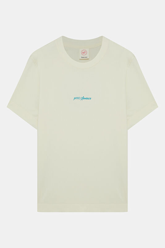 X Hotel Amour Ecru Crew Neck Printed Men's T-Shirt