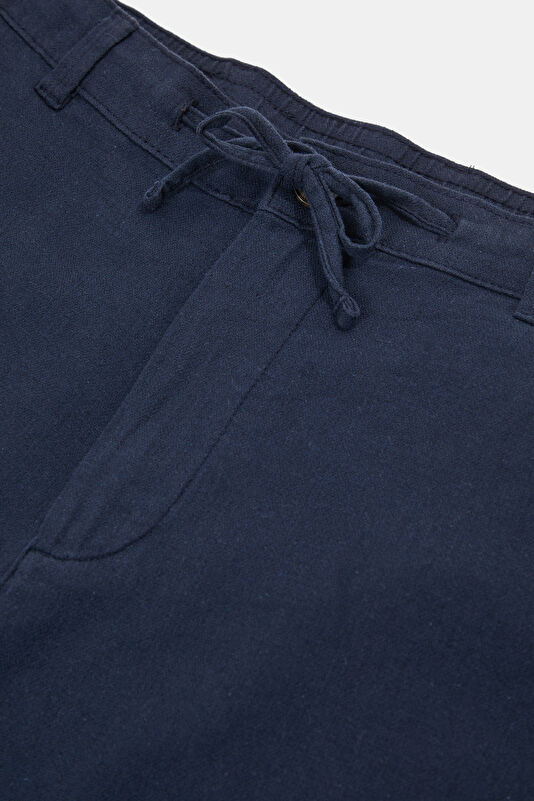 Navy Cotton/Linen Men's Shorts 3