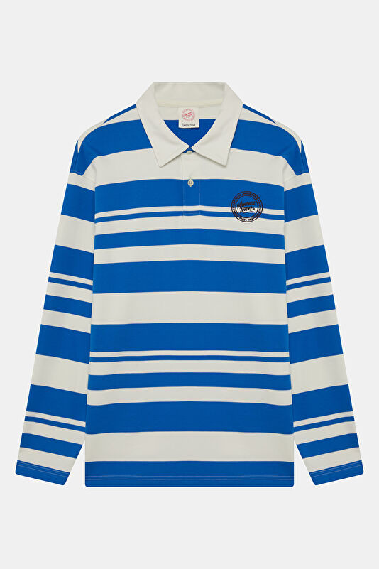 X Hotel Amour Mavi Relax Kalıp Polo Yaka Erkek Sweatshirt 4