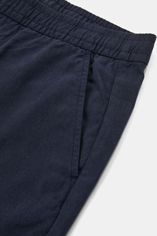 Navy Blue Cotton/Tencel Men's Shorts 4