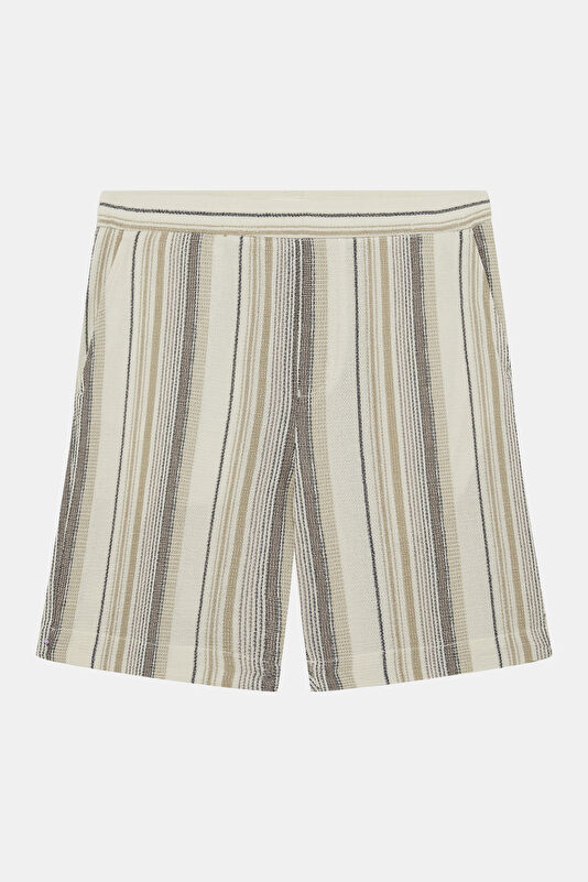 Ecru Striped Organic Cotton Men's Shorts