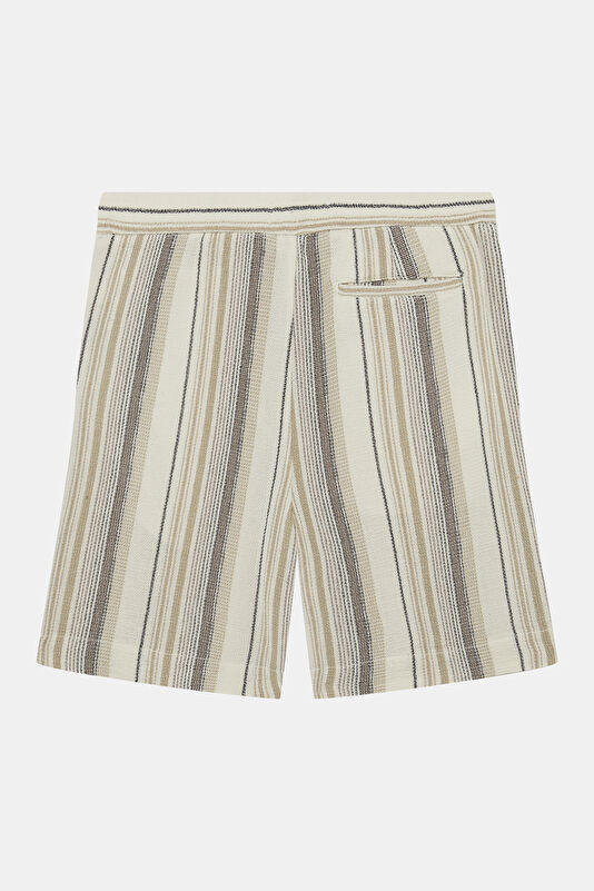Ecru Striped Organic Cotton Men's Shorts 2