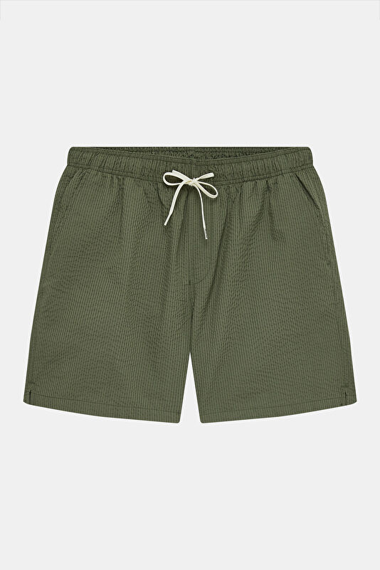 Khaki Elastic Waist Men's Swimsuit