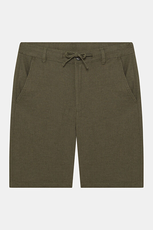 Khaki Cotton/Linen Men's Shorts