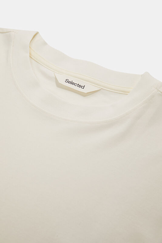Relax Kalıp Ekru Bisiklet Yaka Erkek T-Shirt 3