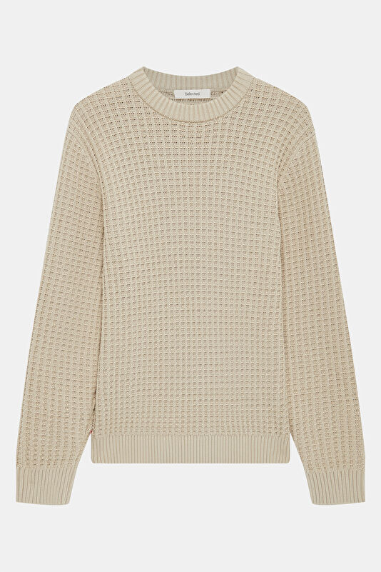 Cream Organic Cotton Knit Men's Sweater